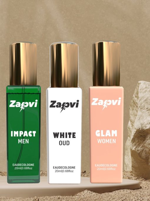 Impactful Elegance Perfume Trio: Impact Men, White Oud, Glam Women Set