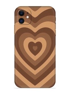 Brown Heart Embossed Soft Silicone Case for Apple Iphone 11