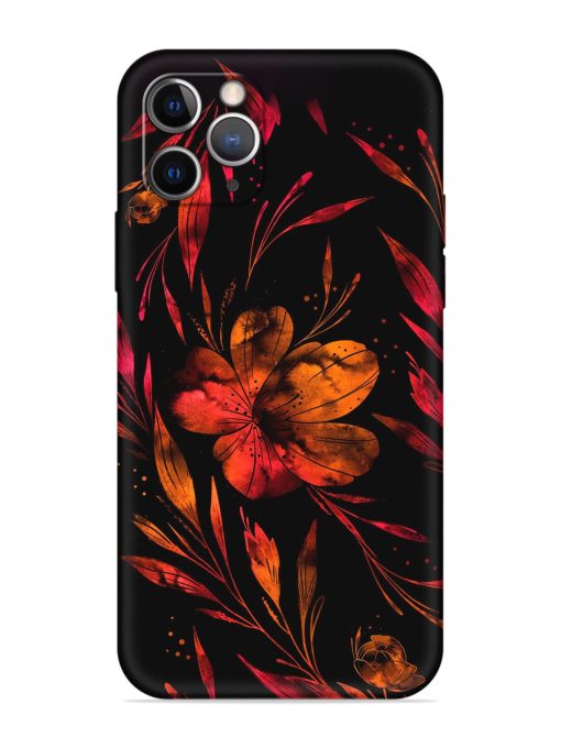 Red Flower Painting Embossed Soft Silicone Case for Apple Iphone 11 Pro Edge Zapvi