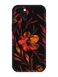 Red Flower Painting Embossed Soft Silicone Case for Apple Iphone 12 Pro