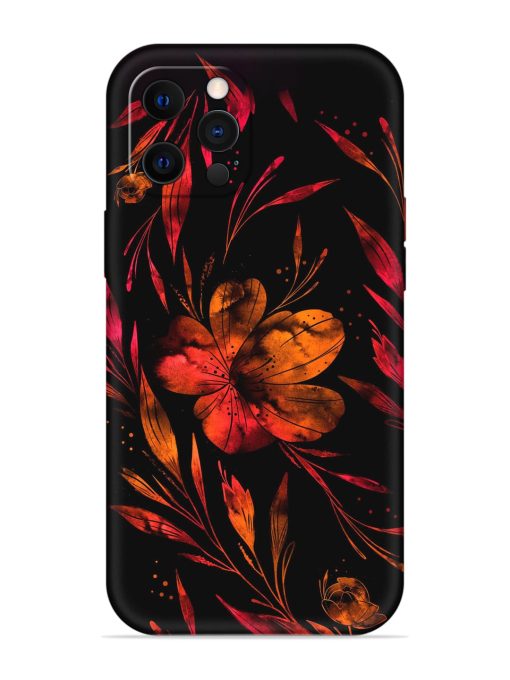 Red Flower Painting Embossed Soft Silicone Case for Apple Iphone 12 Pro Edge Zapvi