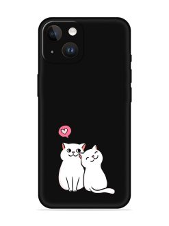 Cute Loving Cats Embossed Soft Silicone Case for Apple Iphone 14