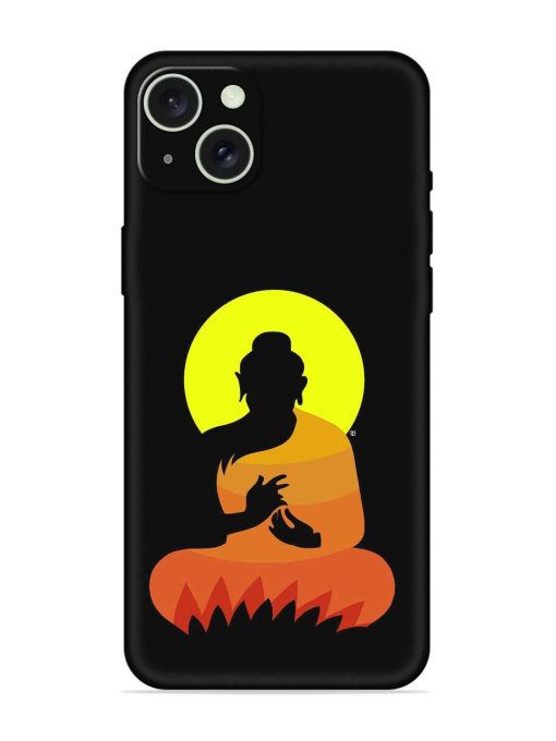 Buddha Art Black Embossed Soft Silicone Case for Apple Iphone 15 Plus