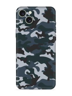 Dark Blue Army Military Art Embossed Soft Silicone Case for Apple Iphone 15 Plus