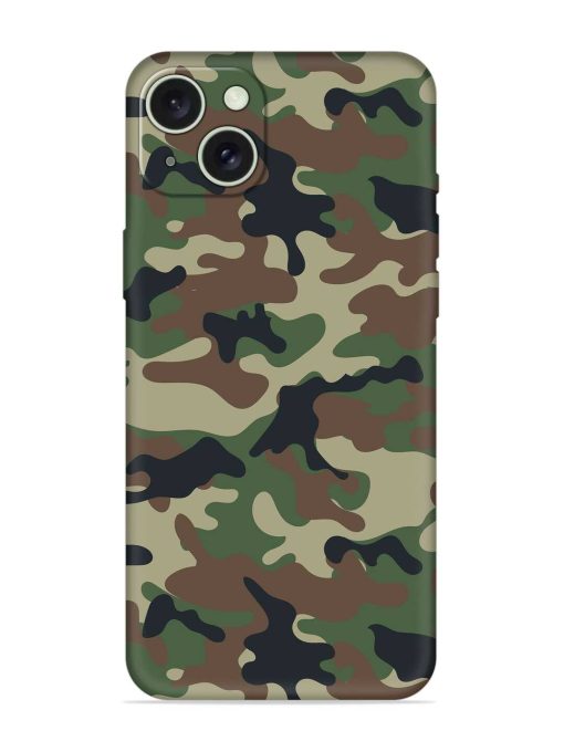 Army Military Camouflage Dark Green Embossed Soft Silicone Case for Apple Iphone 15 Plus