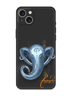 Illustration Lord Ganpati Embossed Soft Silicone Case for Apple Iphone 15 Plus