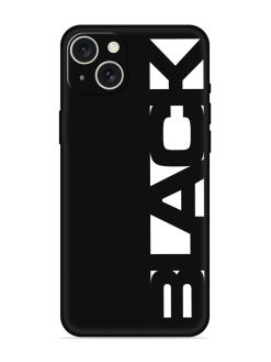 Black Typo Embossed Soft Silicone Case for Apple Iphone 15 Plus