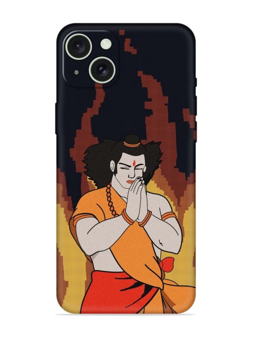 Shree Ram Vector Embossed Soft Silicone Case for Apple Iphone 15 Plus