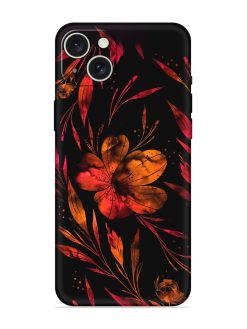 Red Flower Painting Embossed Soft Silicone Case for Apple Iphone 15 Plus