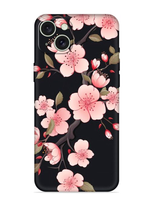 Cherry Blossom Embossed Soft Silicone Case for Apple Iphone 15 Plus