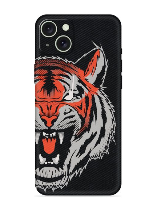 Tiger Aggression Embossed Soft Silicone Case for Apple Iphone 15 Plus