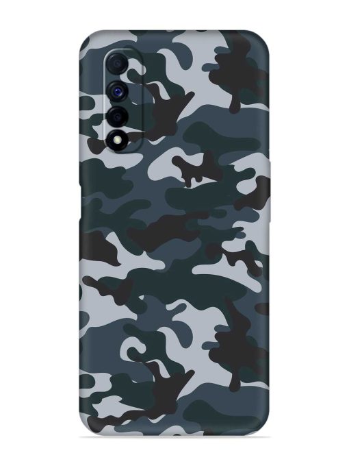 Dark Blue Army Military Art Embossed Soft Silicone Case for Realme Narzo 30 (4G) Edge Zapvi