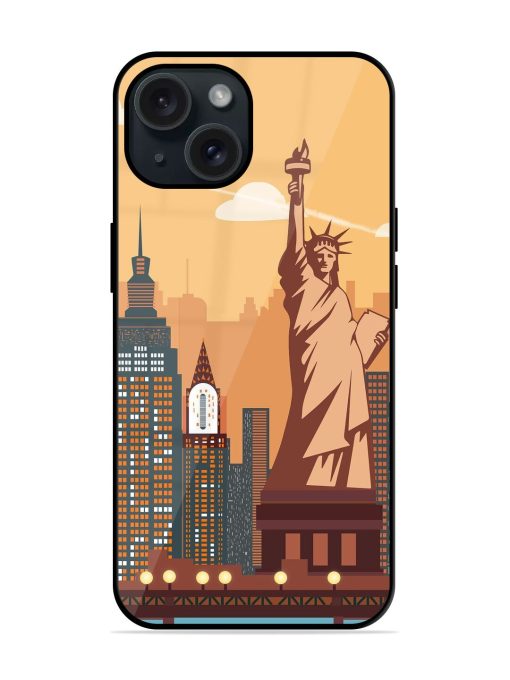 New York Statue Of Liberty Architectural Scenery Glossy Metal TPU Case