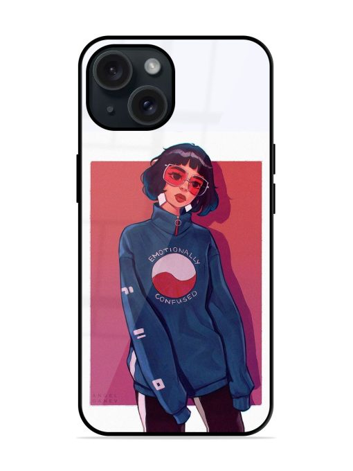 Girl With Glasses Design Glossy Metal TPU Case