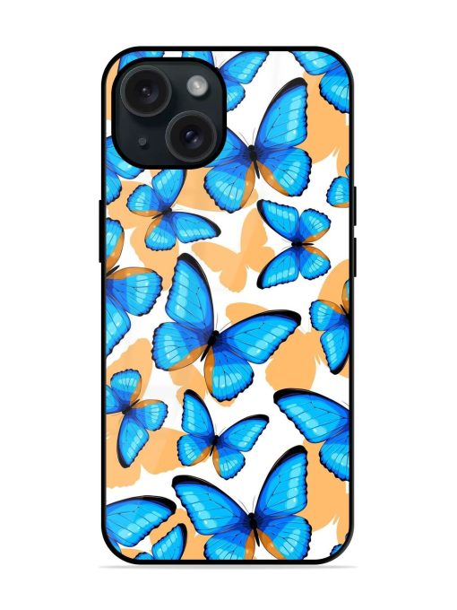 Blue Tropical Butterflies Glossy Metal TPU Case