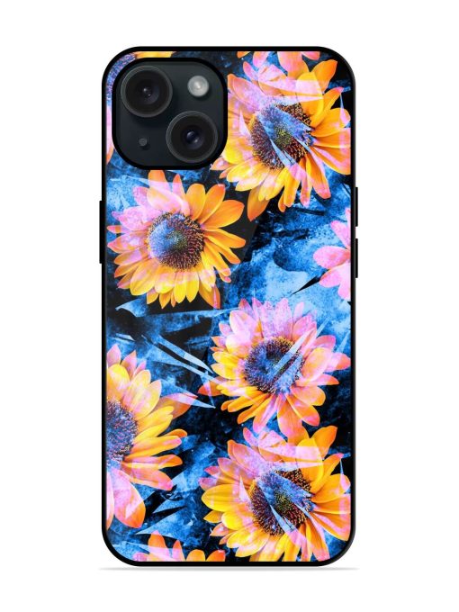 Seamless Grunge Sunflower Glossy Metal TPU Case