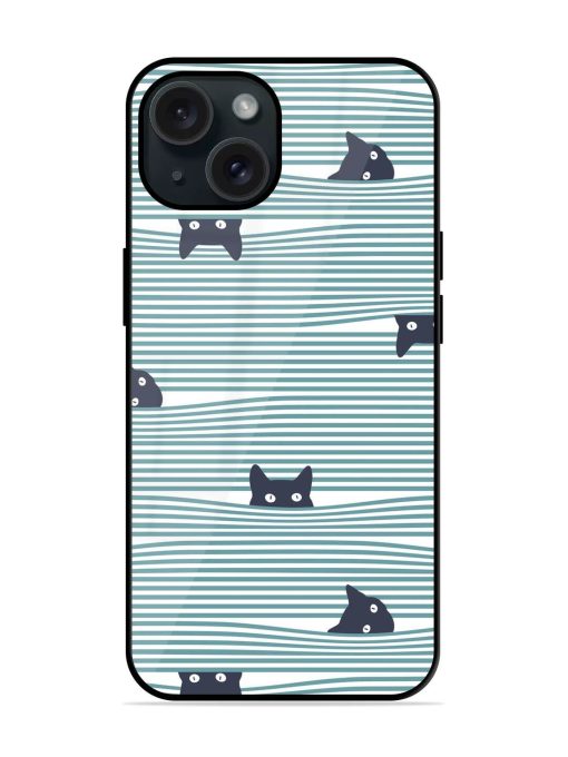 Combination Pattern Cat Glossy Metal TPU Case