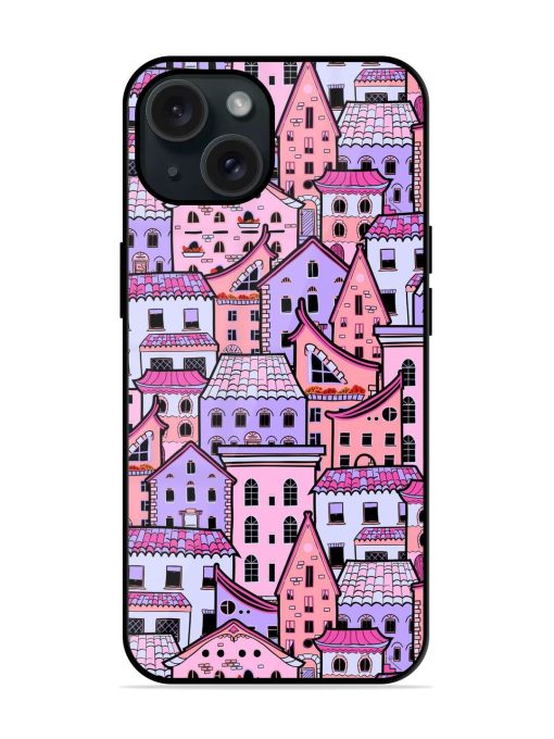 Seamless Pattern Houses Glossy Metal TPU Case