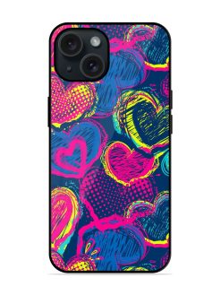 Abstract Seamless Hearts Glossy Metal TPU Case
