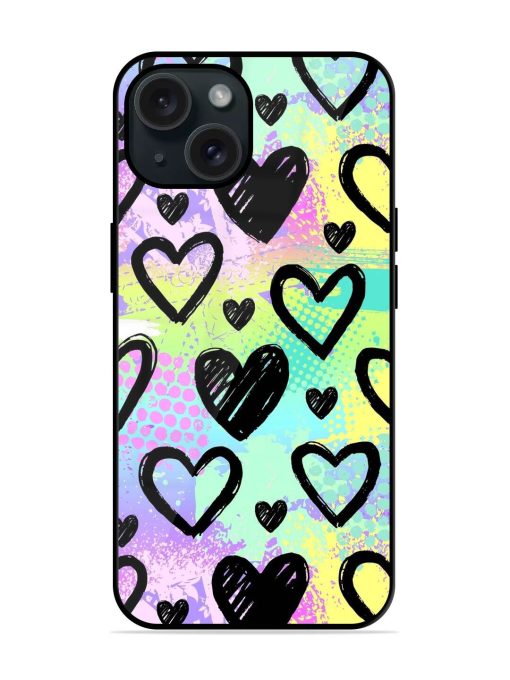 Bright Pattern Hearts Glossy Metal TPU Case