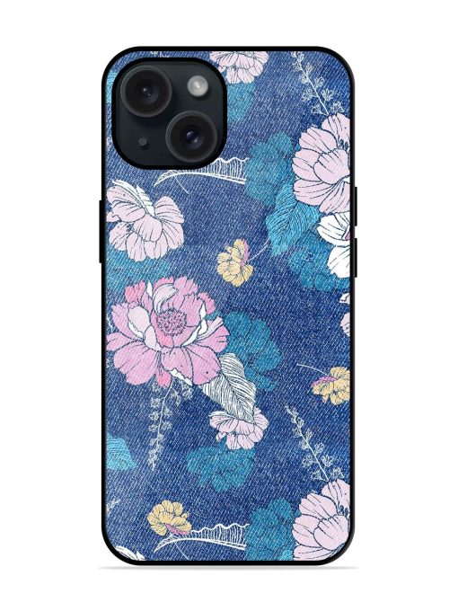 Denim Floral Background Glossy Metal TPU Case