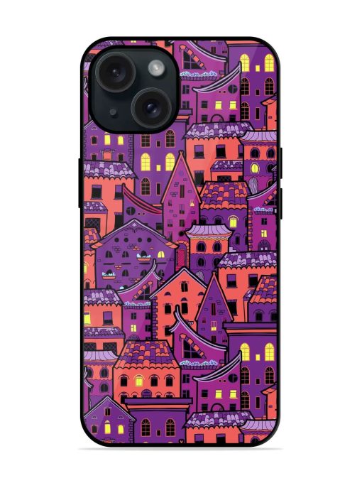 Seamless Pattern Houses Glossy Metal TPU Case