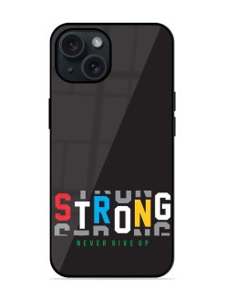 Strong Typography Print Glossy Metal TPU Case
