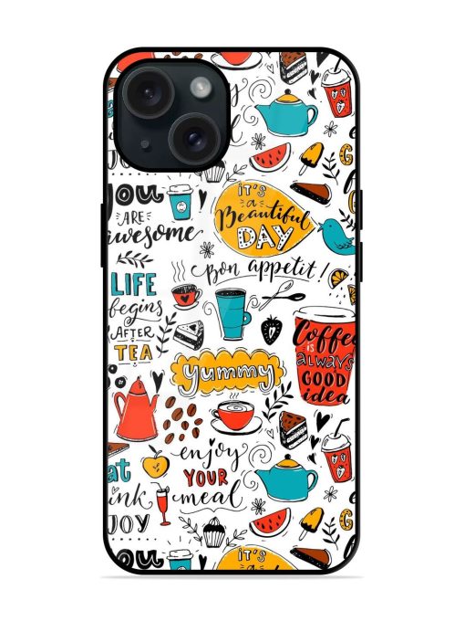 Cafe Pattern Doodle Glossy Metal TPU Case