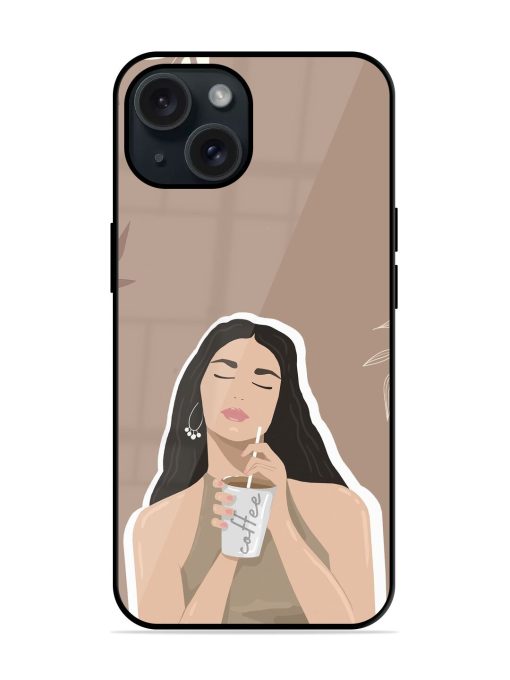 Girl With Coffee Glossy Metal TPU Case