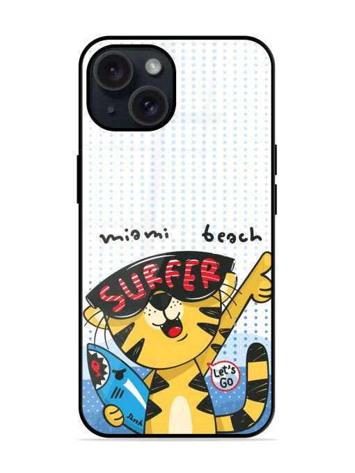 Cute Surfer Tiger Glossy Metal TPU Case