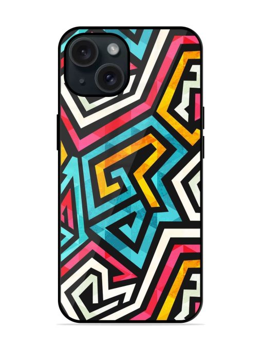 Graffiti Geometric Pattern Glossy Metal TPU Case