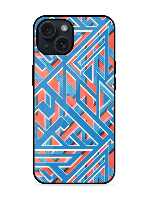 Retro Blue Geometri Glossy Metal TPU Case