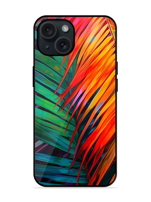 Painted Tropical Leaves Glossy Metal TPU Case