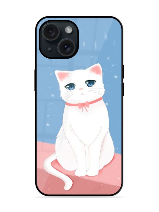 Cute White Cat Glossy Metal TPU Case