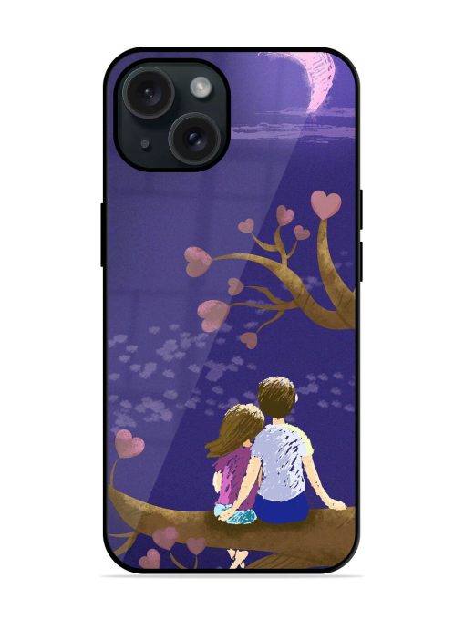 Couple Love Tree Moon Glossy Metal TPU Case