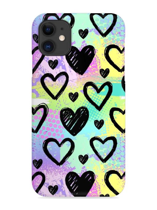 Bright Pattern Hearts Snap Case for Apple Iphone 11