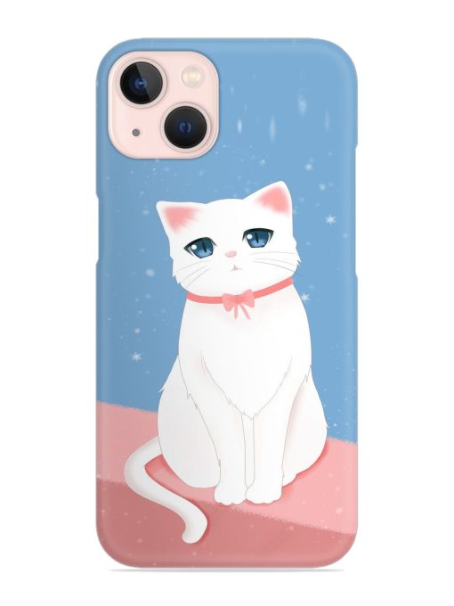 Cute White Cat Snap Case for Apple Iphone 14