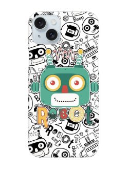 Robot Modern Seamless Pattern Snap Case for Apple Iphone 15 Plus