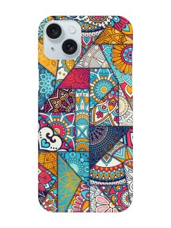 Patchwork Pattern Vintage Snap Case for Apple Iphone 15 Plus