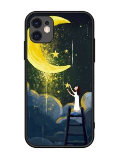 Moonlight Healing Night Illustration Glossy Metal TPU Phone Cover for Apple Iphone 11