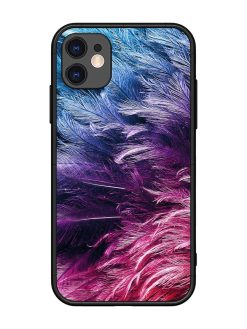 Light Grey Feather Background Glossy Metal Phone Cover for Apple Iphone 11