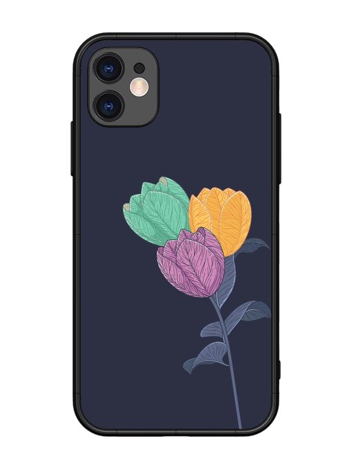 Flower Vector Glossy Metal Phone Cover for Apple Iphone 11 Edge Zapvi