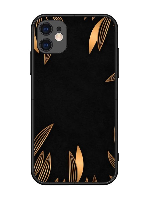 Golden Leaf Pattern Glossy Metal Phone Cover for Apple Iphone 11 Edge Zapvi