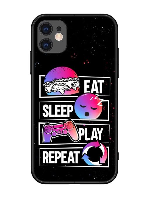 Eat Sleep Play Repeat Glossy Metal Phone Cover for Apple Iphone 11