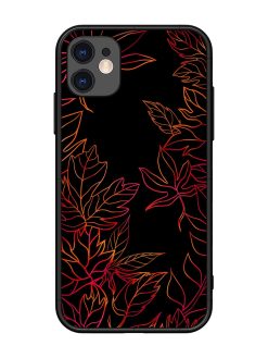 Red Floral Pattern Glossy Metal Phone Cover for Apple Iphone 11