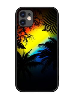 Colorful Sunset With Palm Trees Glossy Metal Phone Cover for Apple Iphone 11