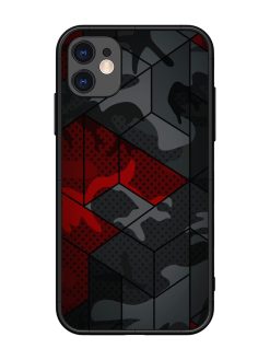 Red And Grey Pattern Glossy Metal Phone Cover for Apple Iphone 11