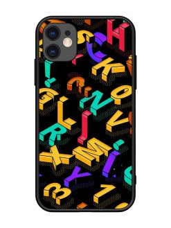 Seamless Pattern With Letters Glossy Metal Phone Cover for Apple Iphone 11