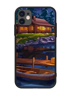 Village Night Scene Glossy Metal Phone Cover for Apple Iphone 11