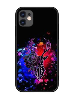 Floral Deer Art Glossy Metal Phone Cover for Apple Iphone 11